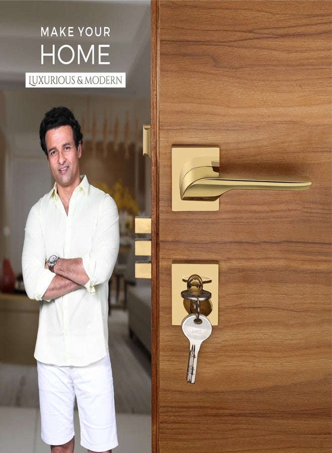 LAPO Heavy Duty Brass Mortise Door Lock Set | Main Door Handleset with Lock Body | Premium Security Lock for Bedroom, Home, Office & Entry Doors | Durable | 3 Years Warranty Ro-02 - PVD Gold Finish - Image 4
